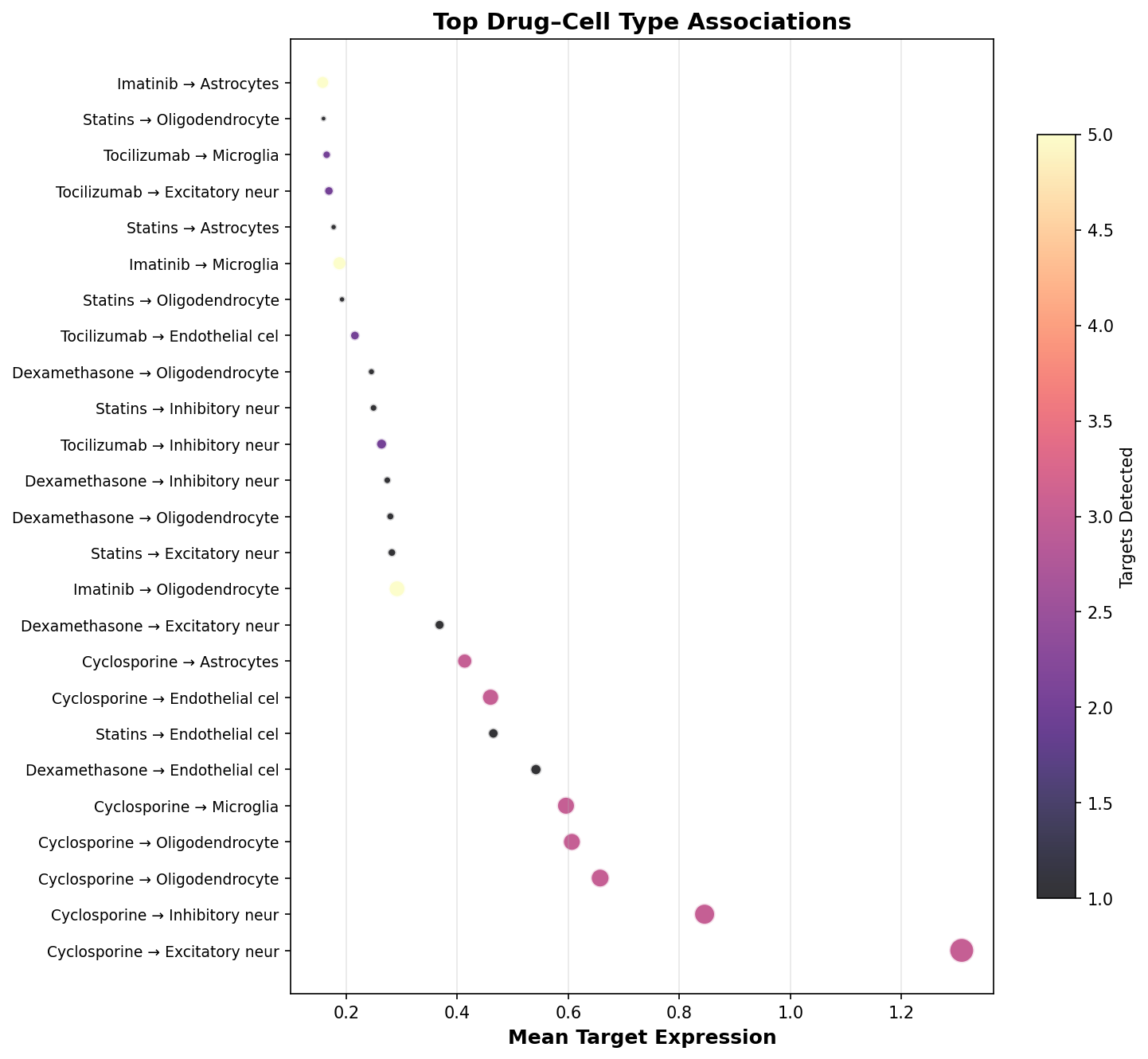 Top Drug–Cell Type Associations
