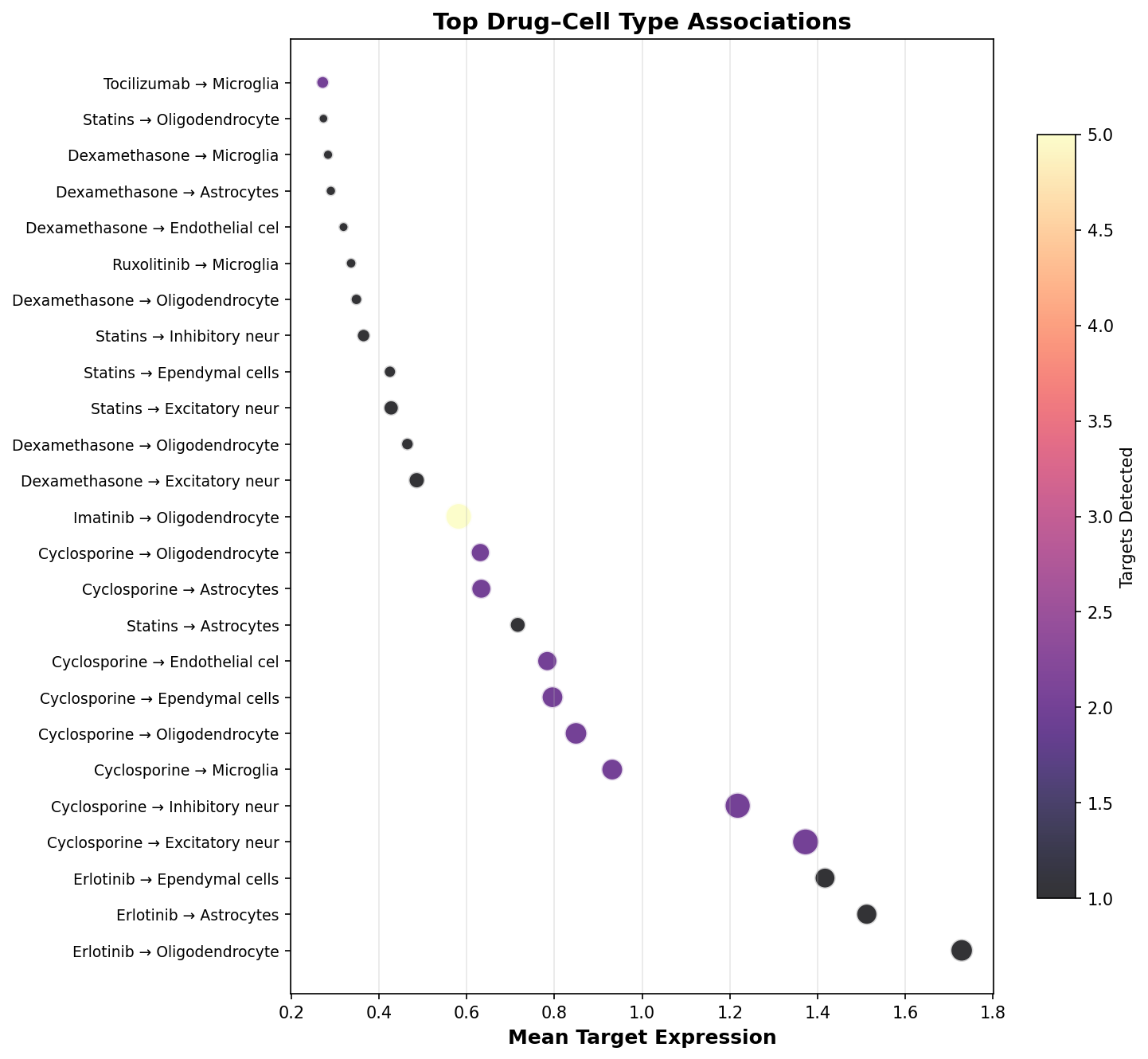 Top Drug–Cell Type Associations