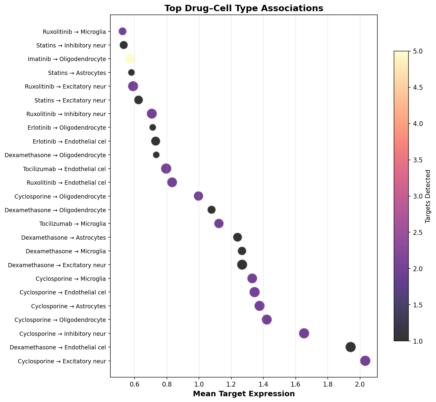 Top Drug–Cell Type Associations