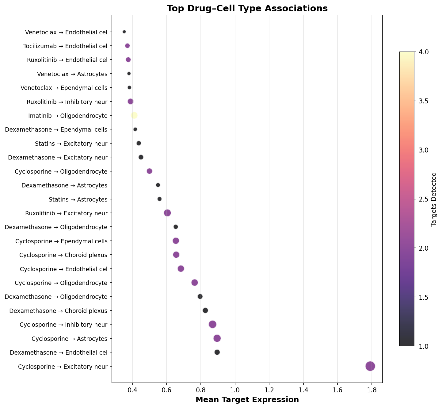 Top Drug–Cell Type Associations