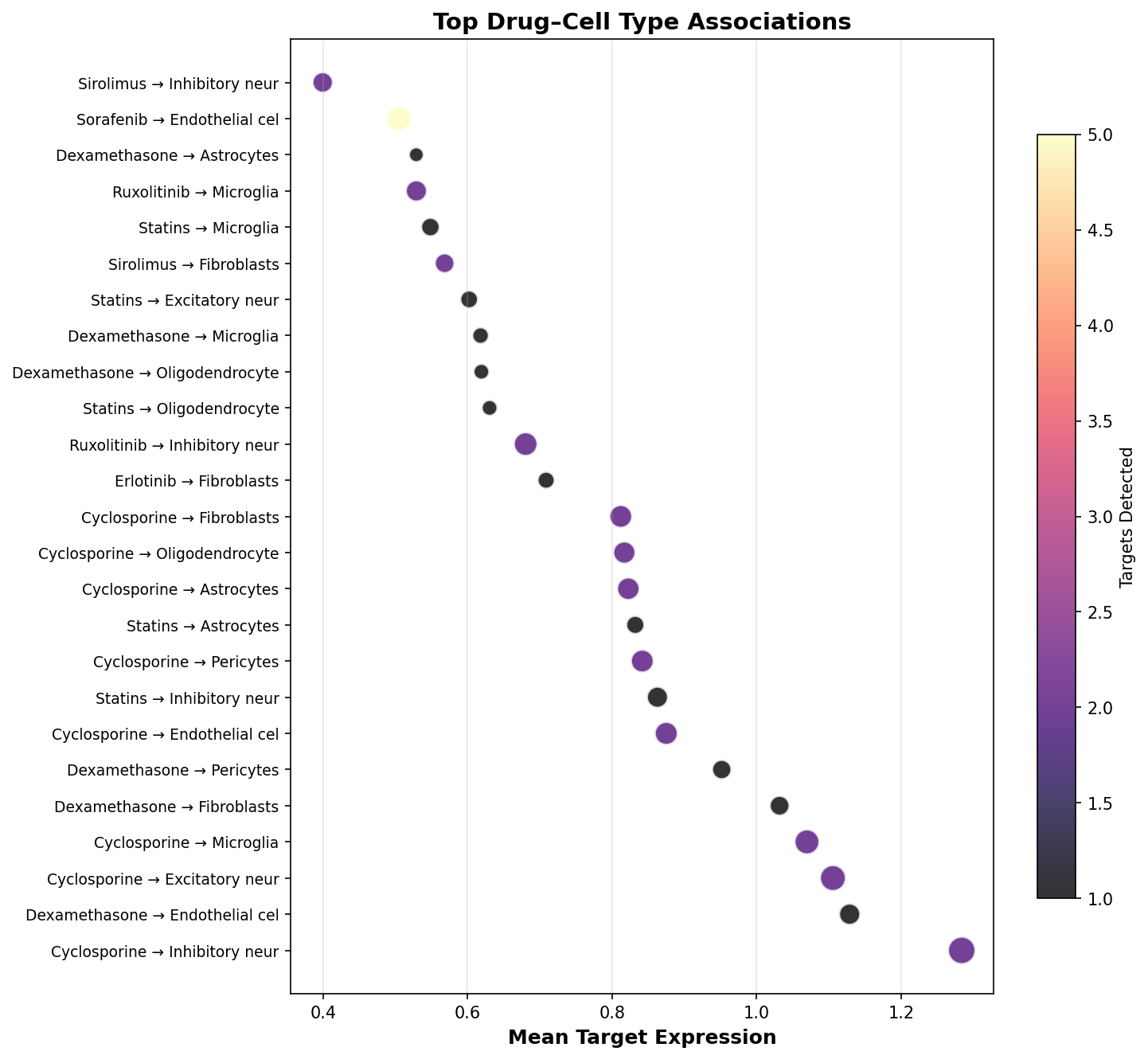 Top Drug–Cell Type Associations