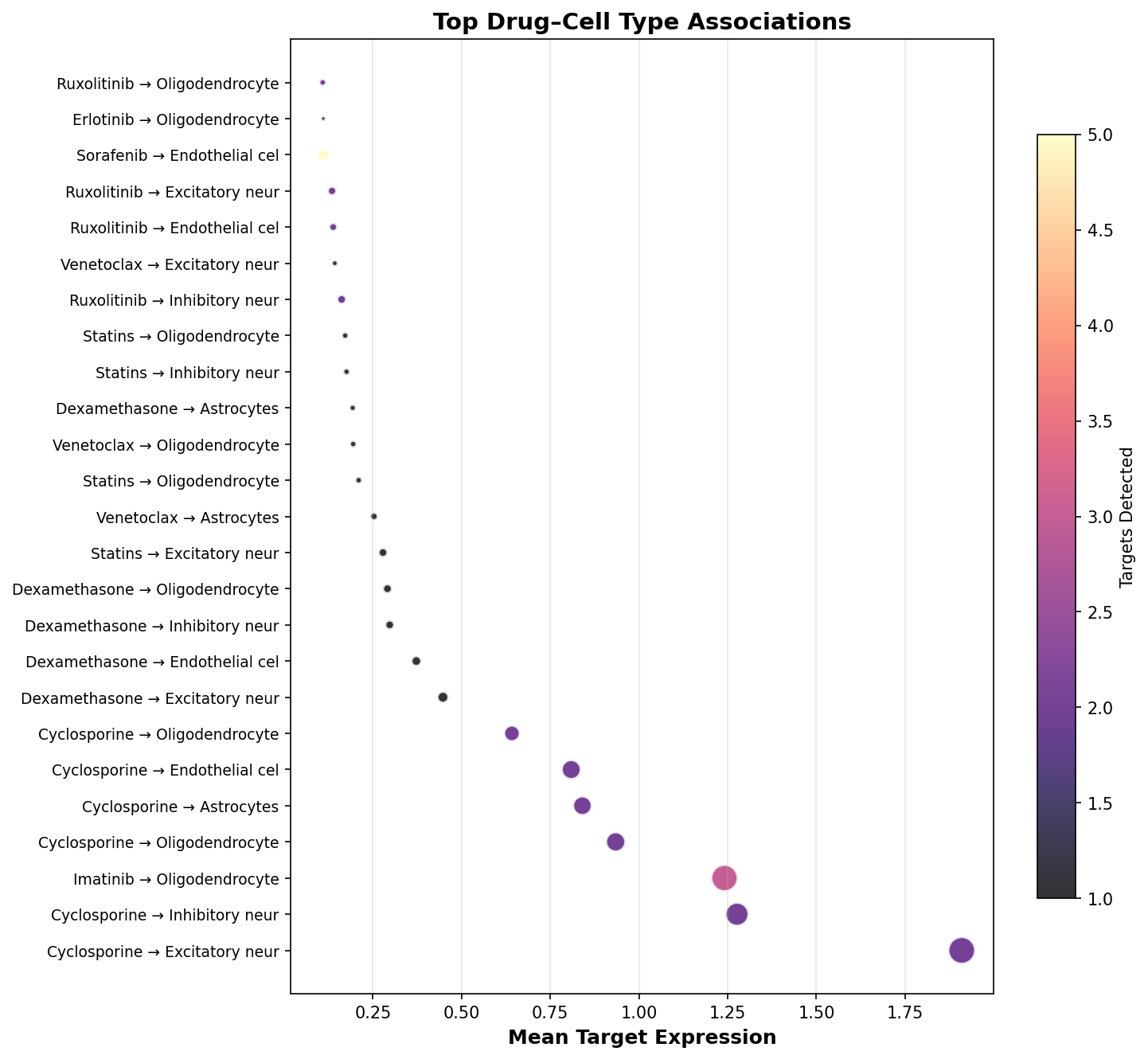 Top Drug–Cell Type Associations