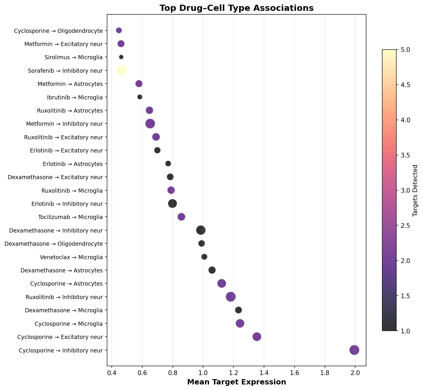Top Drug–Cell Type Associations