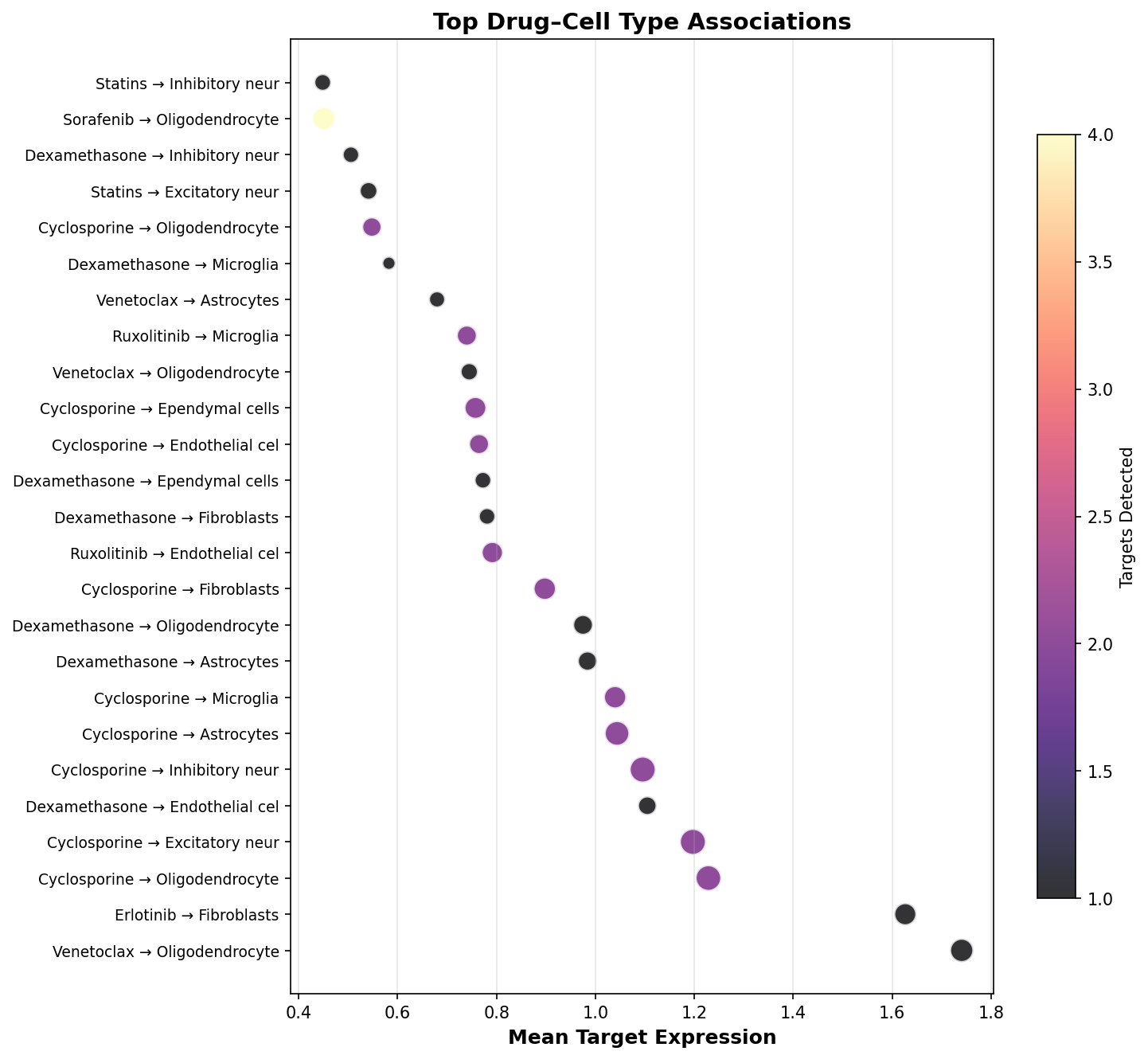 Top Drug–Cell Type Associations