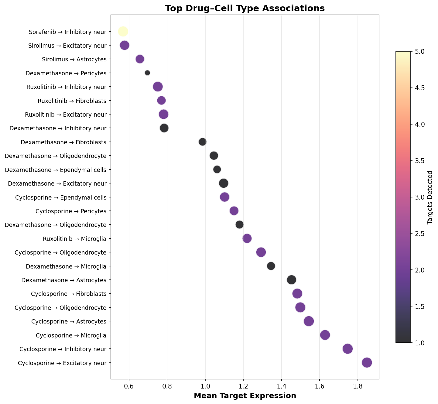 Top Drug–Cell Type Associations
