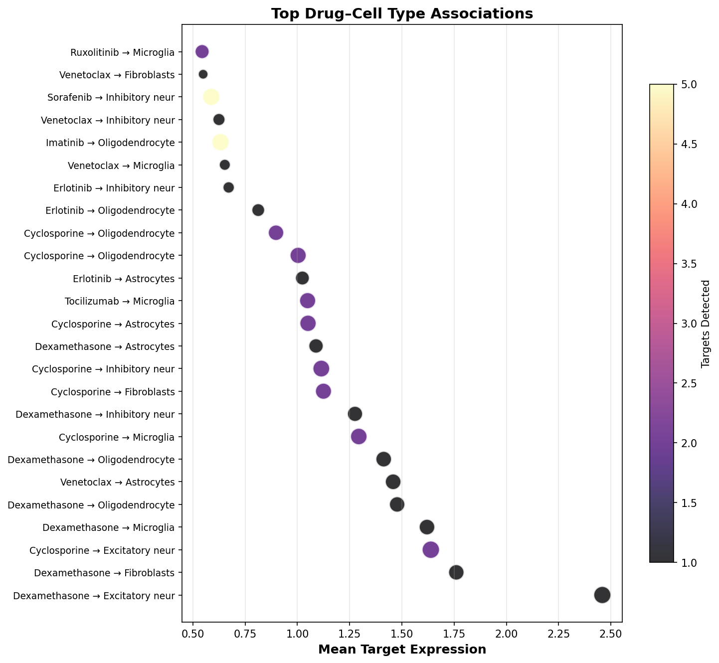 Top Drug–Cell Type Associations