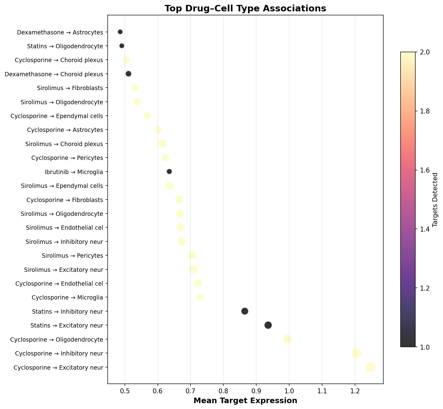 Top Drug–Cell Type Associations