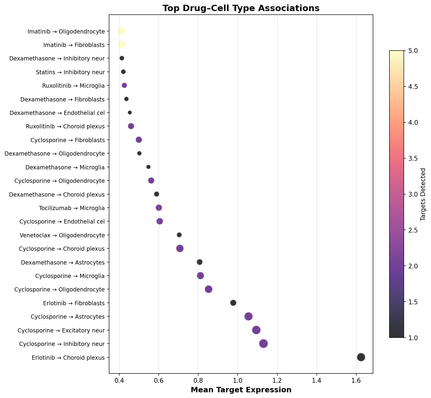 Top Drug–Cell Type Associations