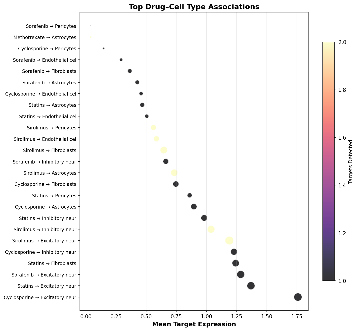 Top Drug–Cell Type Associations