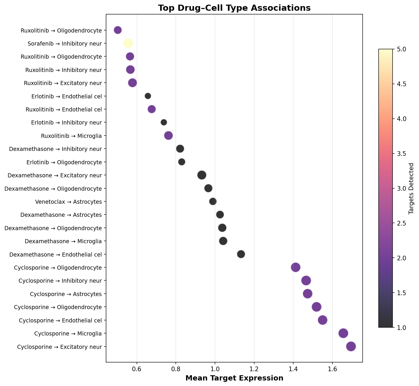 Top Drug–Cell Type Associations