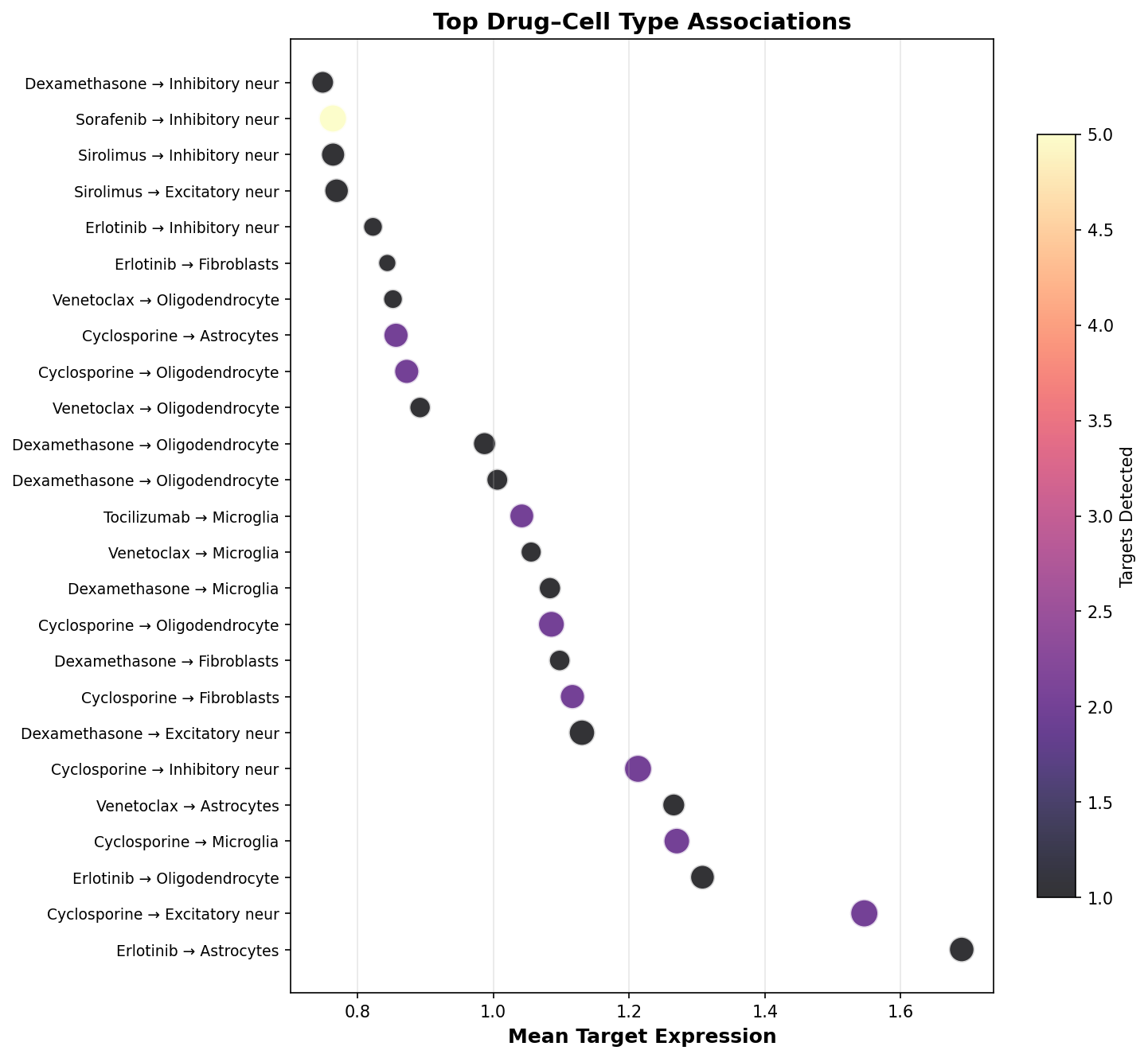 Top Drug–Cell Type Associations