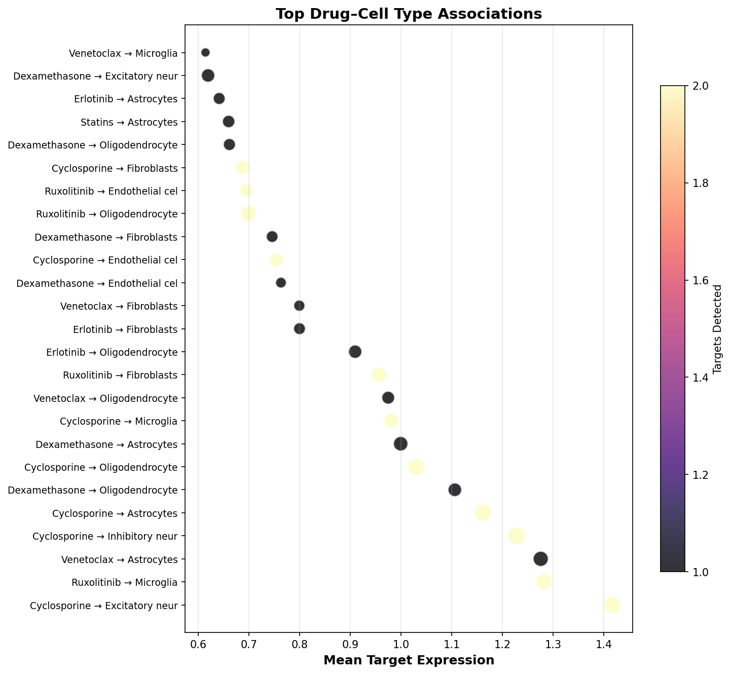 Top Drug–Cell Type Associations