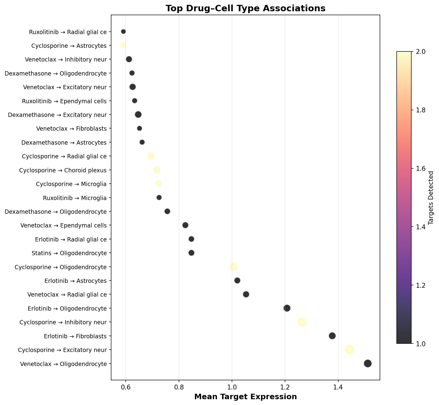 Top Drug–Cell Type Associations