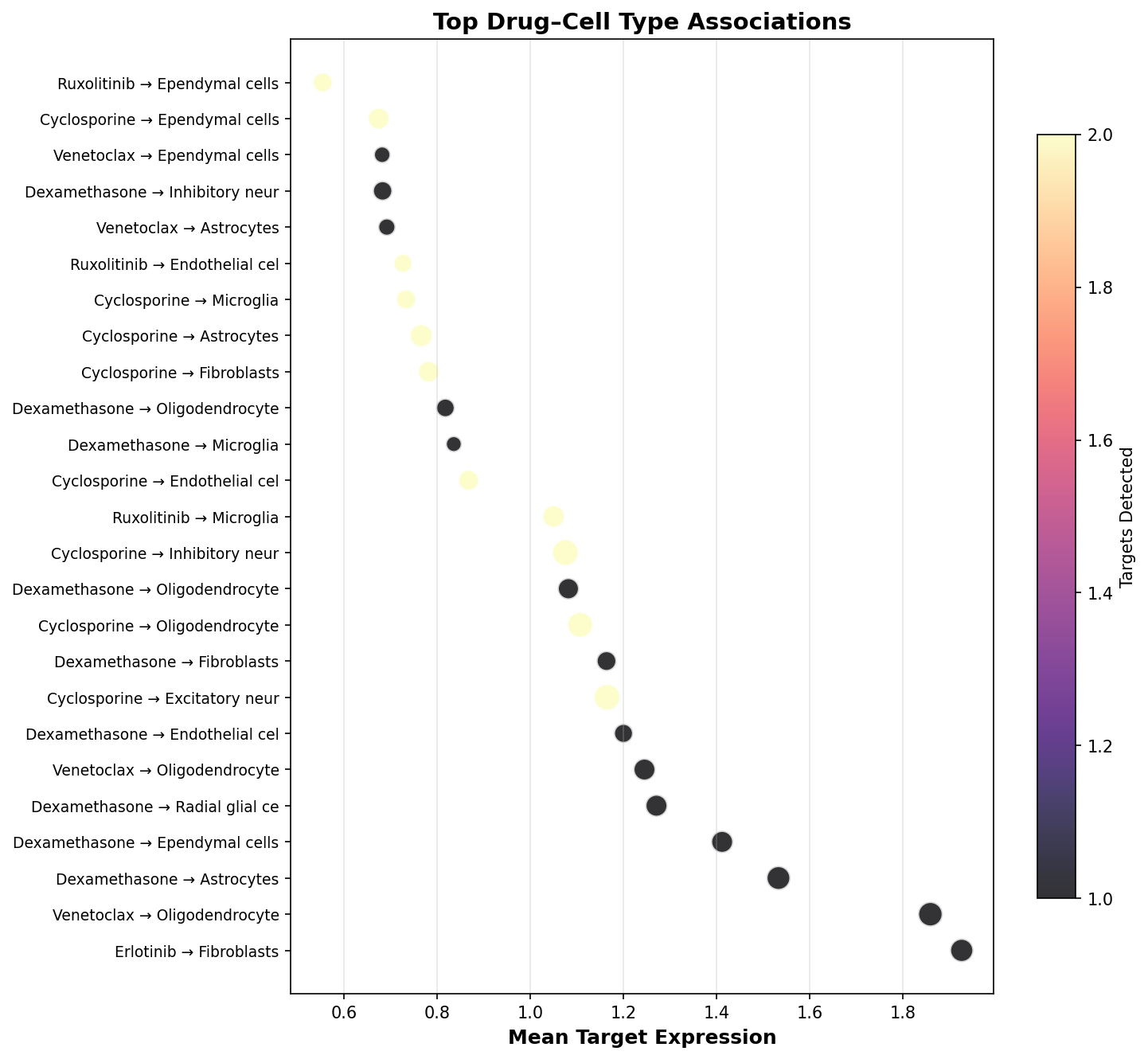 Top Drug–Cell Type Associations