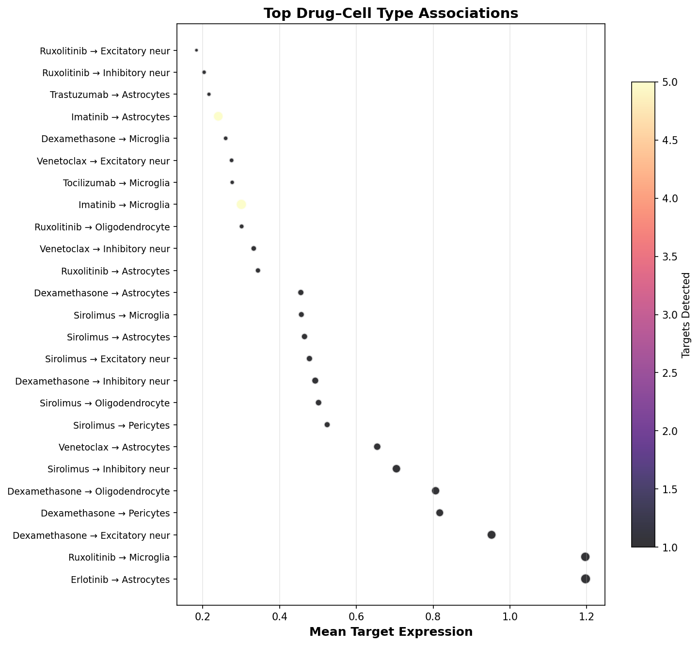 Top Drug–Cell Type Associations