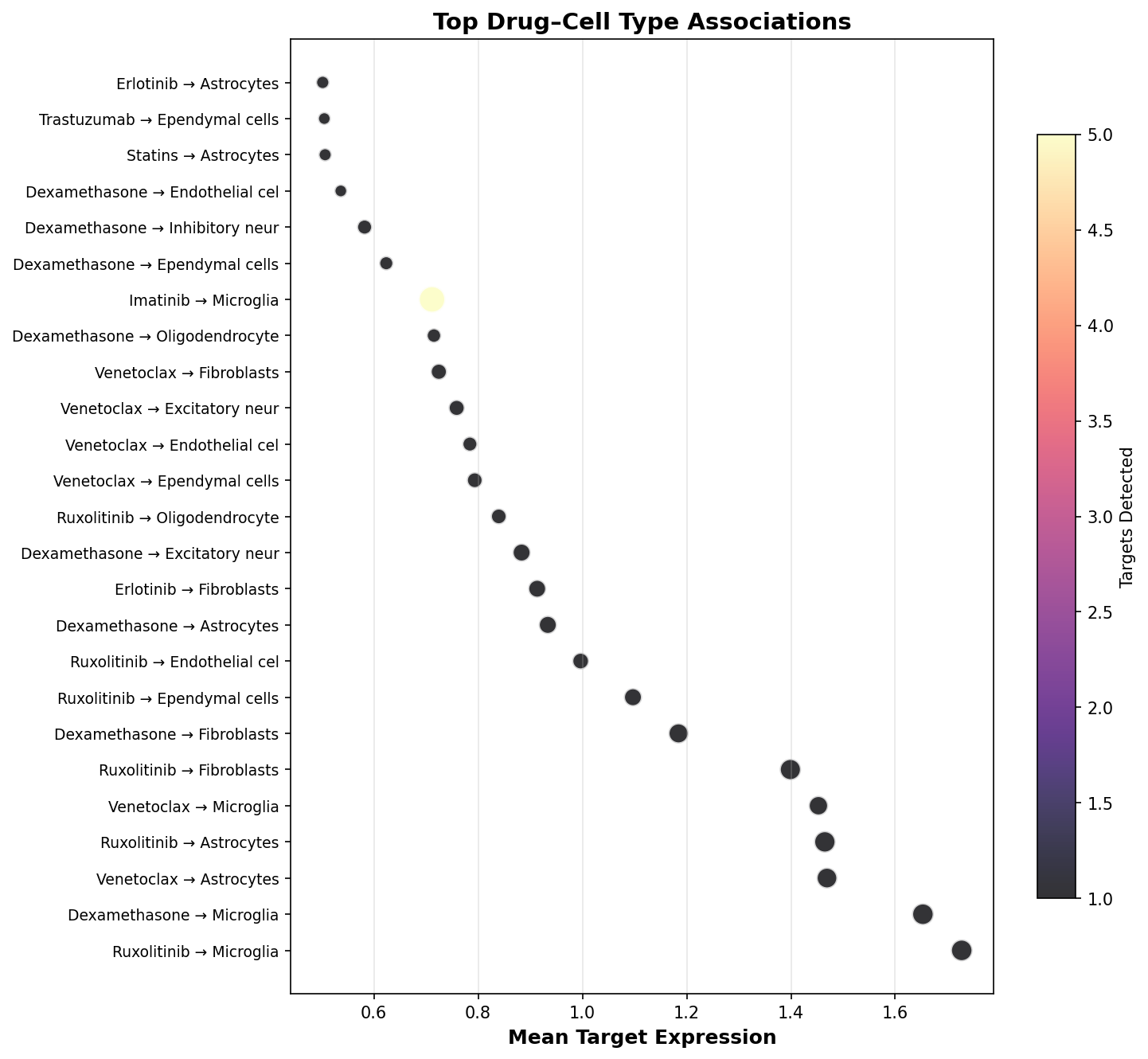 Top Drug–Cell Type Associations