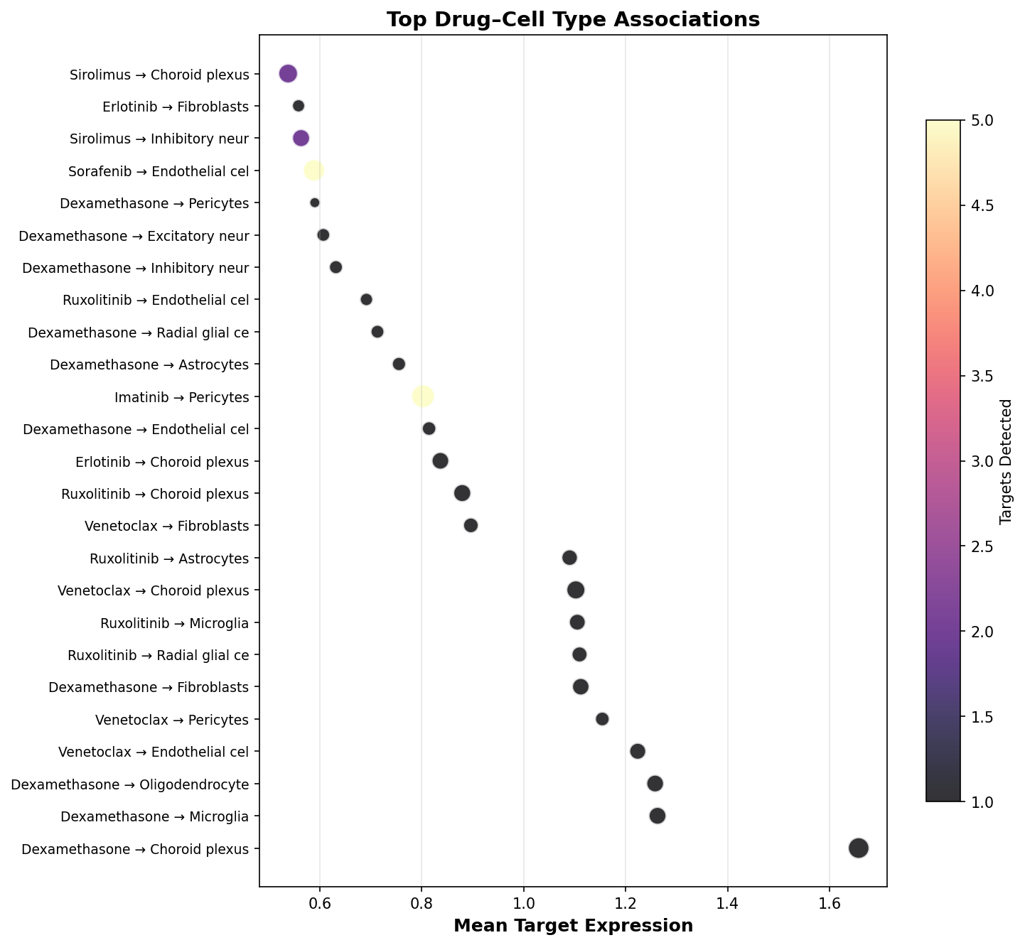 Top Drug–Cell Type Associations