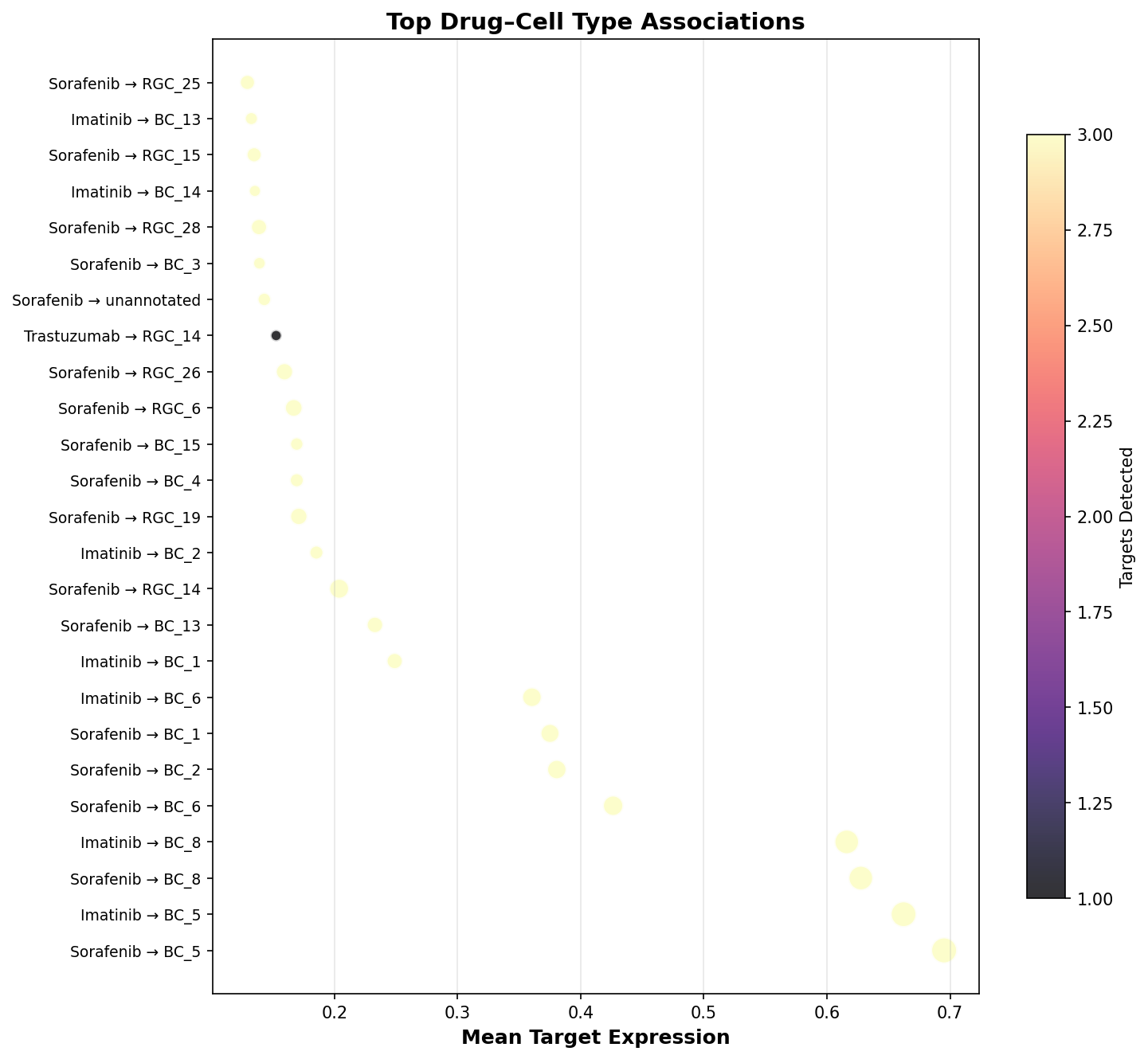 Top Drug–Cell Type Associations