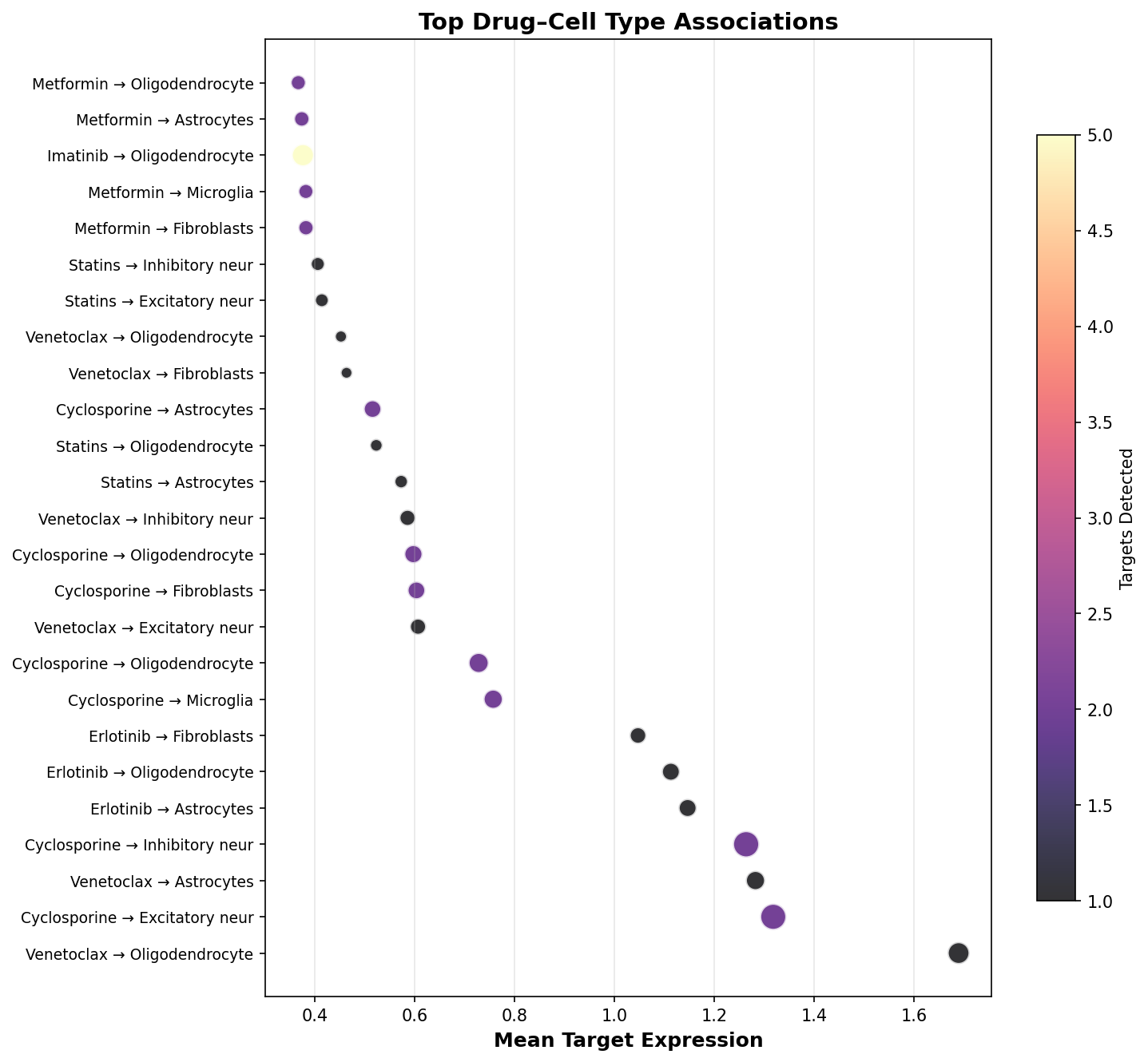 Top Drug–Cell Type Associations