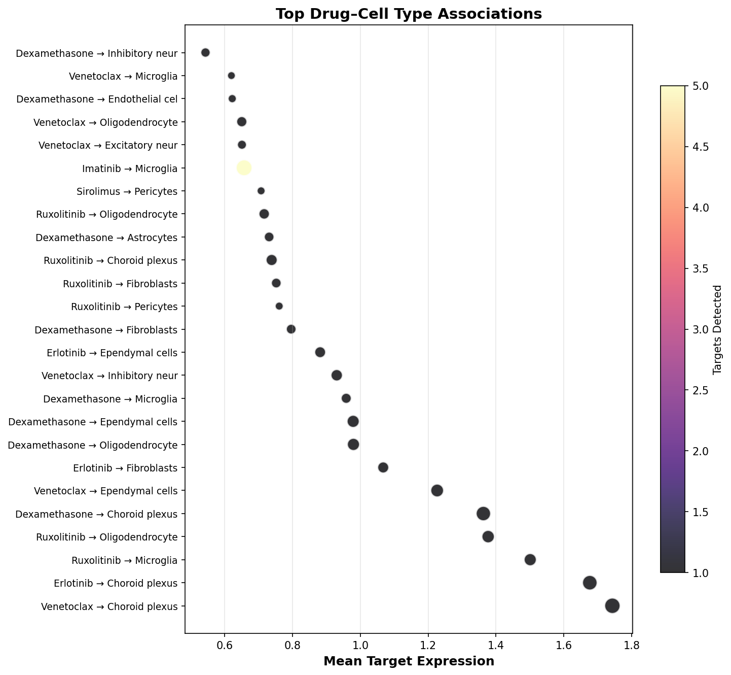 Top Drug–Cell Type Associations