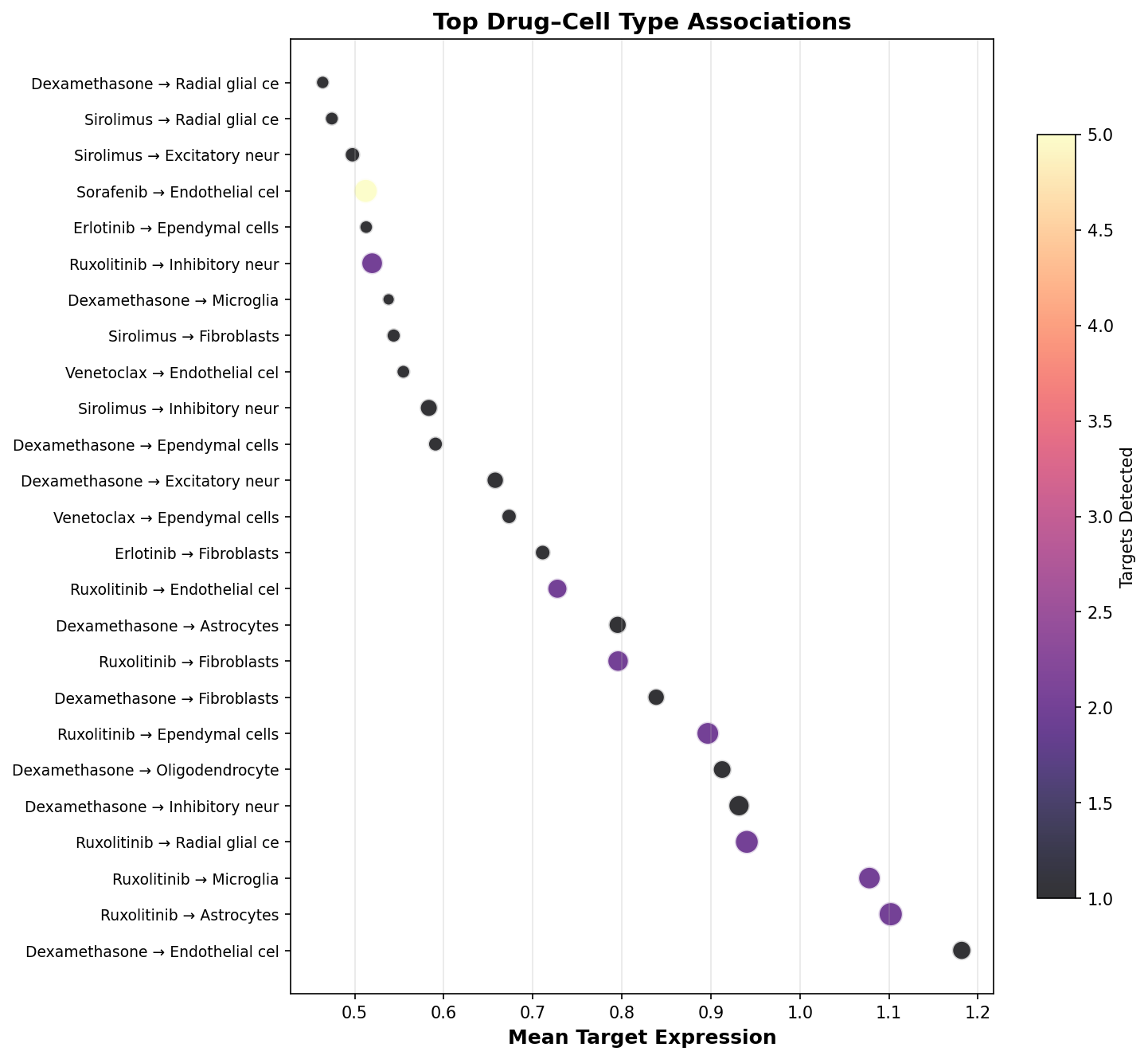 Top Drug–Cell Type Associations