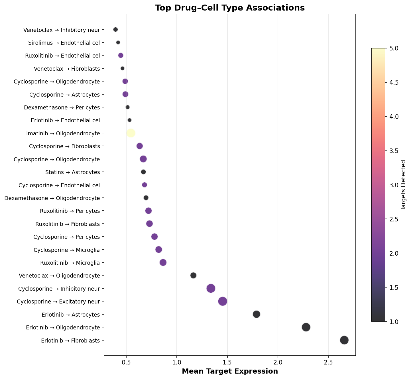 Top Drug–Cell Type Associations