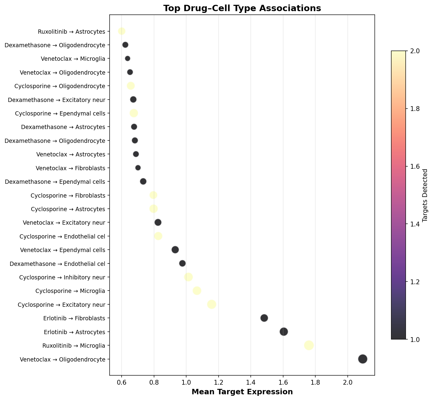 Top Drug–Cell Type Associations