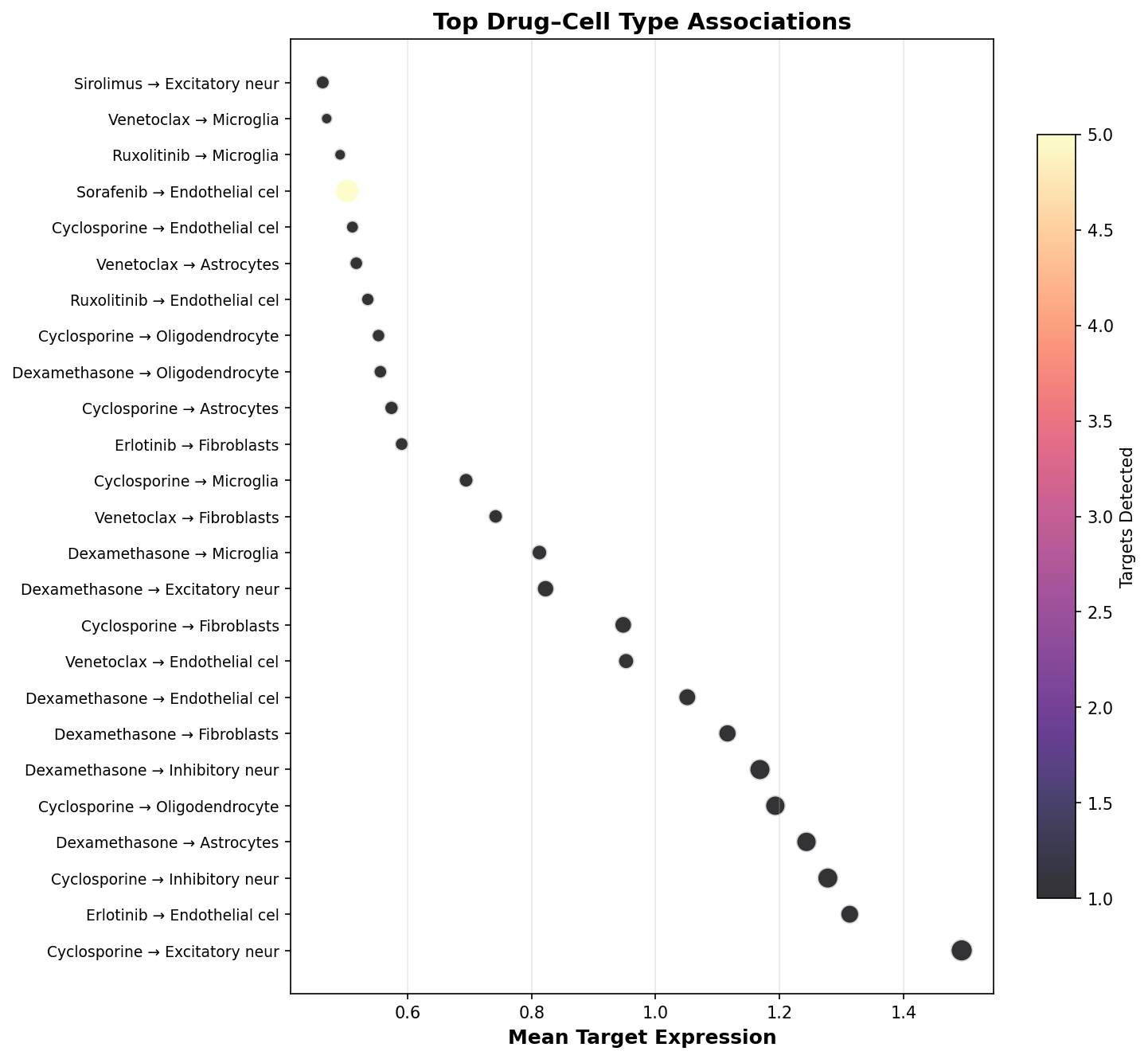 Top Drug–Cell Type Associations