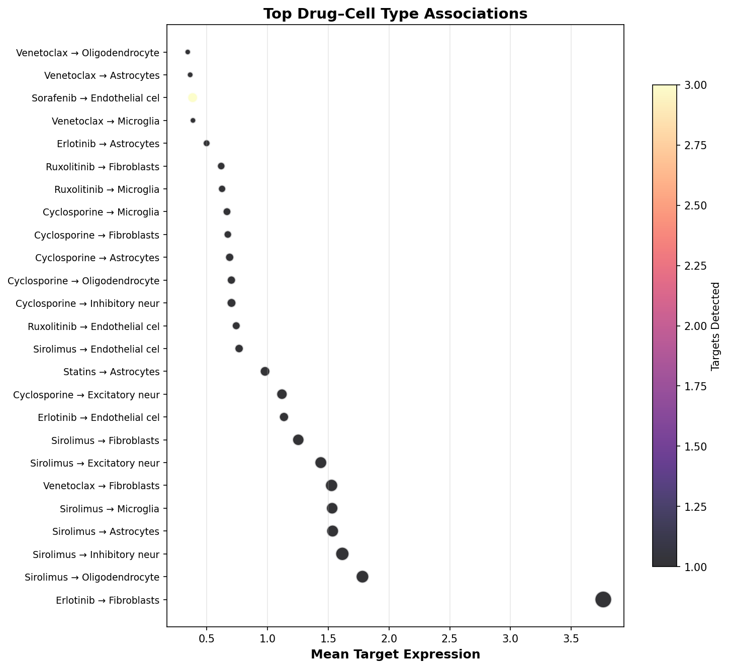 Top Drug–Cell Type Associations