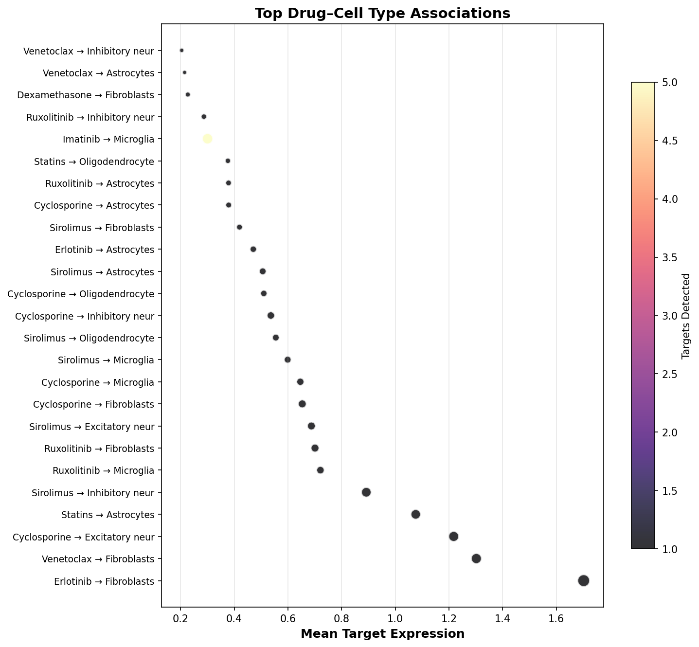 Top Drug–Cell Type Associations
