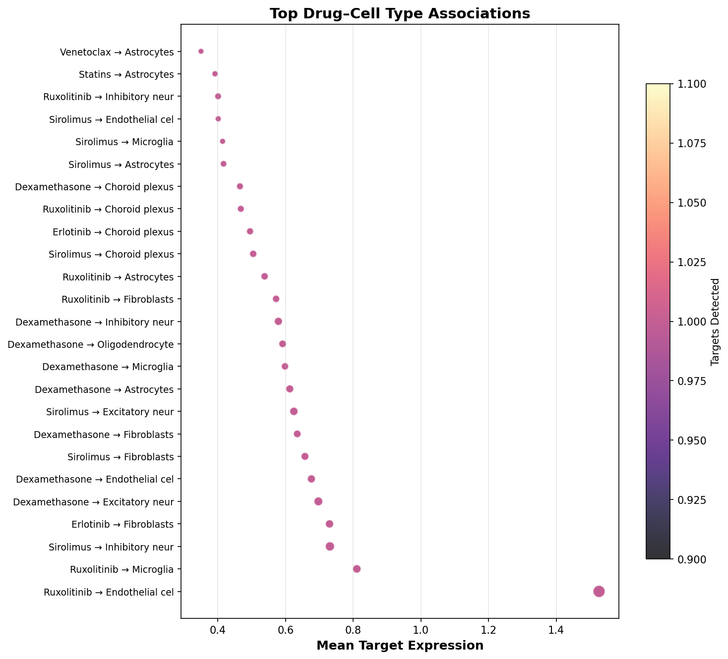 Top Drug–Cell Type Associations